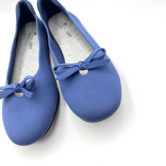 Clarks Womens Size 10 10M Blue Knit Slip On Ballet Flats Comfort Shoes - Picture 5 of 13